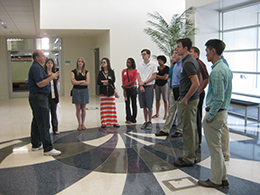 Group in the lobby of the Radar Inovation Lab